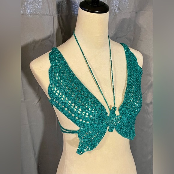 Gray Teal Butterfly Bohemian Crop Top Handmade 100% Cotton
Medium
Adjustable - Picture 7 of 7